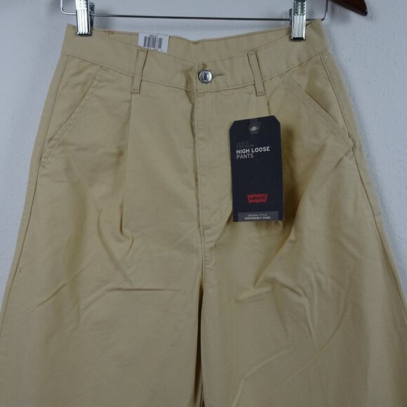 Levi's Wide Leg Pants Women's Size 27x32 Beige Pleated High Rise Loose Fit - Picture 2 of 11